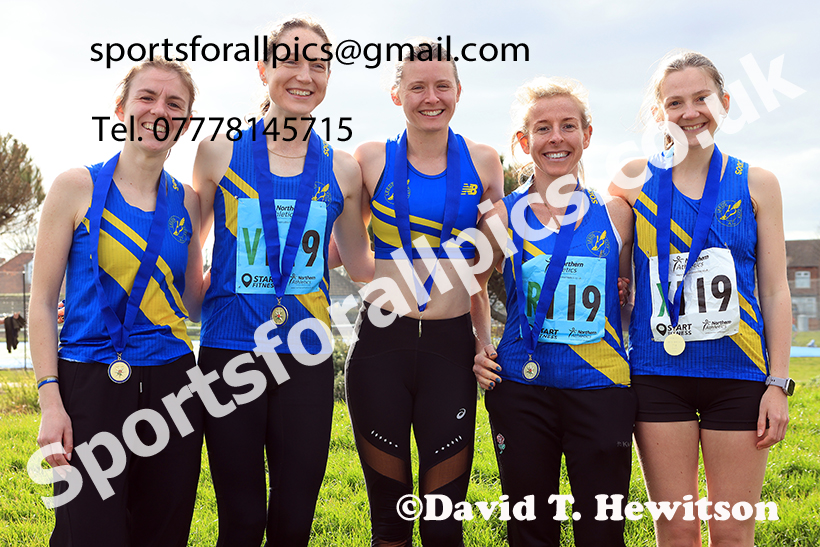 Senior womens Northern 6 Stage Road Relay, 2025 Northern 12 and 6 Stage Road Relays and Junior 5k, Redcar. Photo: David T. Hewitson/Sports for All Pics